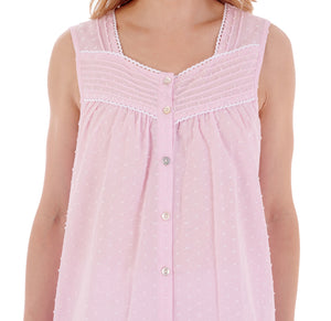 Slenderella Ladies Cotton Dobby Dot Cropped Pyjamas Set (Blue or Pink)