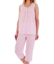 Load image into Gallery viewer, Slenderella Ladies Cotton Dobby Dot Cropped Pyjamas Set (Blue or Pink)