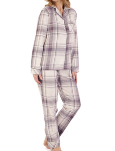 Slenderella Ladies Tailored Brushed Cotton Check Pyjamas (2 Colours)