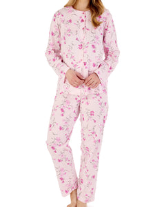 Slenderella Ladies Classic Floral Jersey Pyjamas Set (3 Colours)