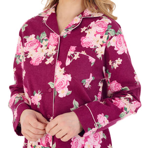 Slenderella Ladies Bold Floral Tailored Flannel Pyjamas (2 Colours)