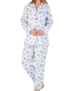 Slenderella Ladies Flannel Cotton Floral Tailored Pyjamas (3 Colours)
