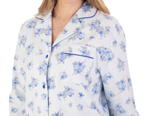 Slenderella Ladies Flannel Cotton Floral Tailored Pyjamas (3 Colours)