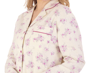 Slenderella Ladies Flannel Cotton Floral Tailored Pyjamas (3 Colours)