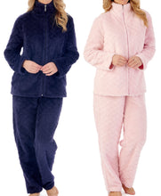 Load image into Gallery viewer, Slenderella Ladies Diamond Pattern Fleece Pyjamas (2 Colours)