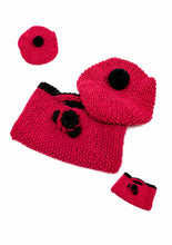 Load image into Gallery viewer, Aran Knitting Pattern for Girls Beret &amp; Floral Bag Set (UKHKA 149)