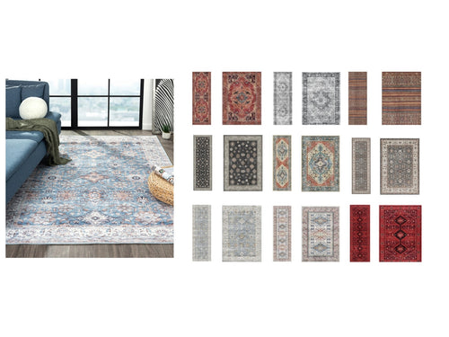 Persian Rug or Runner Machine Washable (9 Designs & 3 Sizes)