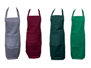 Plain Full Bib Apron with Rounded Pocket (4 Colours)