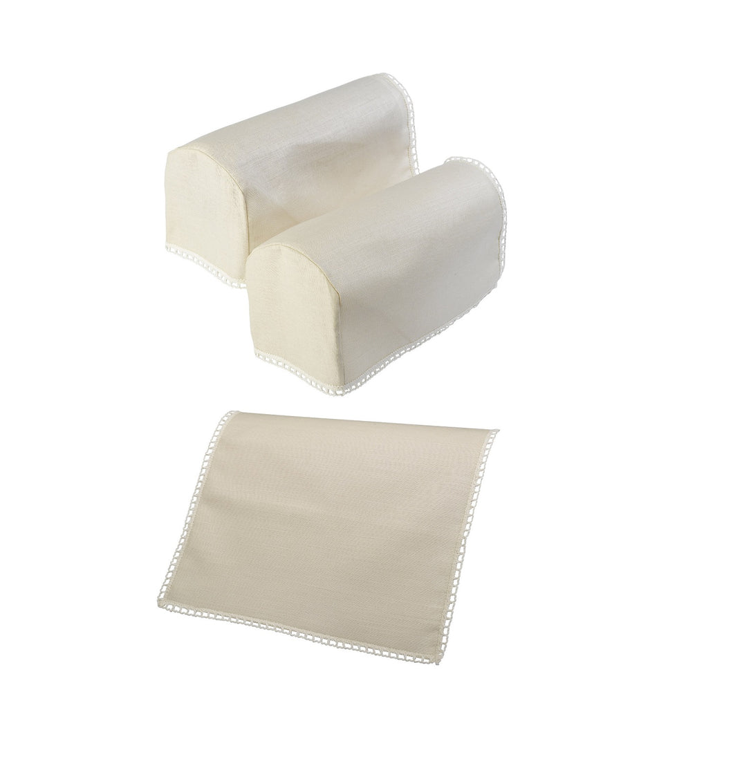 Linen Mix Arm Caps & Chairback or Settee Back Set with Lace Trim