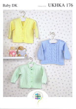 Load image into Gallery viewer, UKHKA 176 Double Knitting Pattern - Baby Cardigans &amp; Sweater