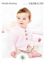 Load image into Gallery viewer, UKHKA 245 Double Knit Knitting Pattern - Baby Cardigan Jacket &amp; Blanket