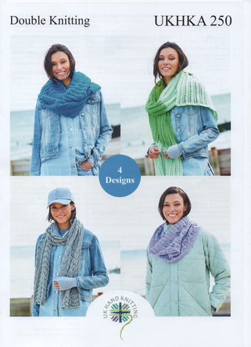 UKHKA 250 Women's Accessories Double Knit Knitting Pattern Snoods, Shawl & Scarf