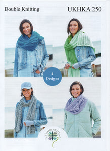 UKHKA 250 Women's Accessories Double Knit Knitting Pattern Snoods, Shawl & Scarf