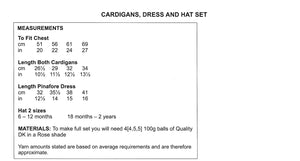 UKHKA 258 Double Knitting Pattern - Cardigans Dress & Hat Set