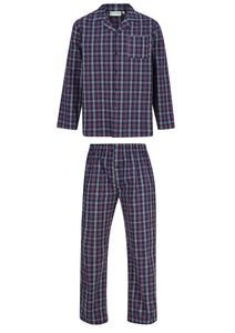 Walker Reid Yarn Dyed Cotton Traditional Check Pyjamas (Navy or Red)