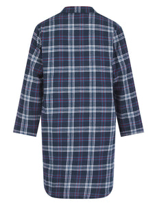 Walker Reid Mens Navy Check Cotton Nightshirt