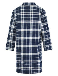 Walker Reid Mens Navy & White Check Cotton Nightshirt