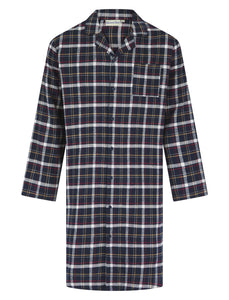 Walker Reid Mens Black Checked Cotton Nightshirt