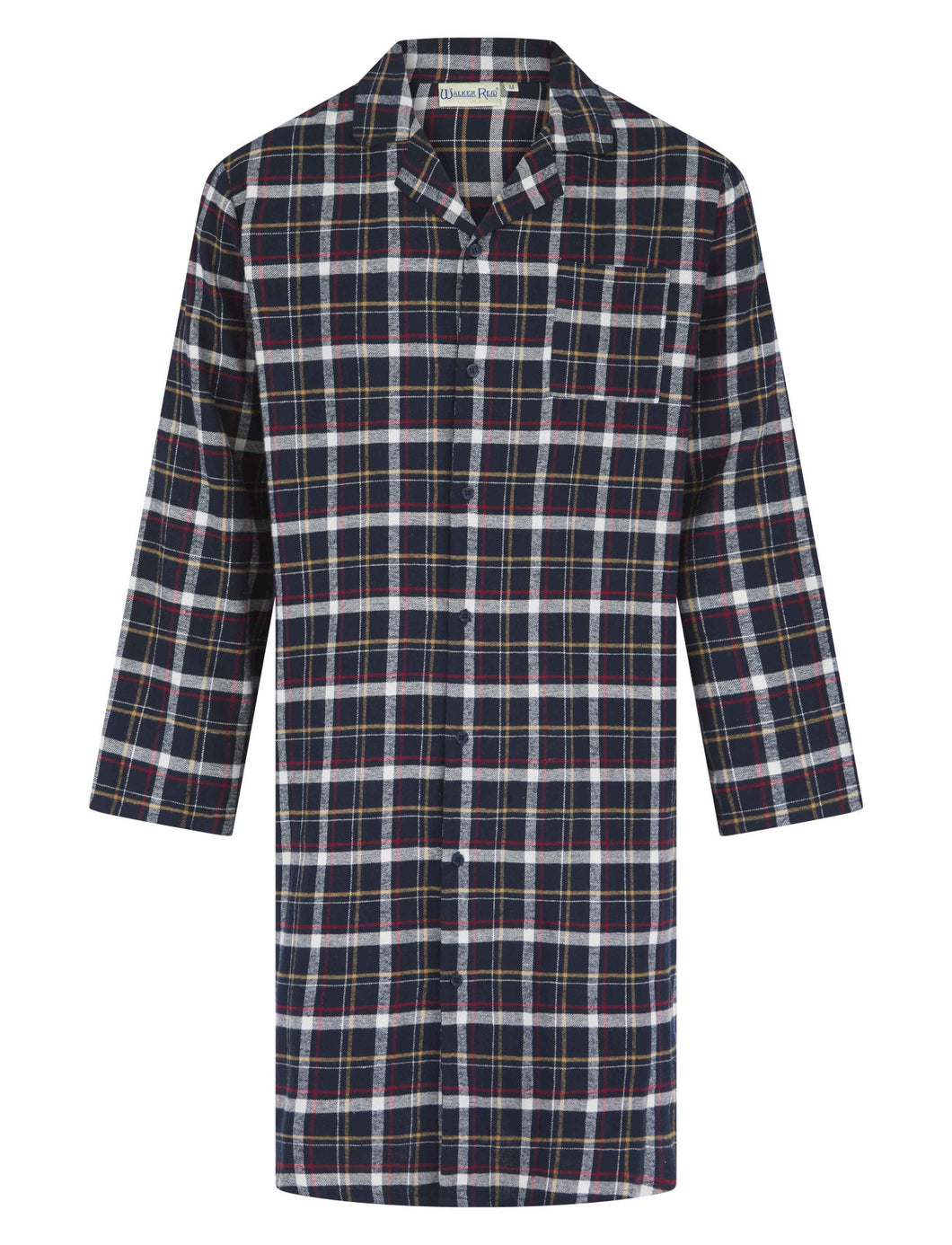 Walker Reid Mens Black Checked Cotton Nightshirt