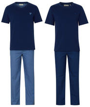Load image into Gallery viewer, Walker Reid Mens Pyjamas Jersey Top &amp; Diamond Pattern Bottoms (Blue or Navy)