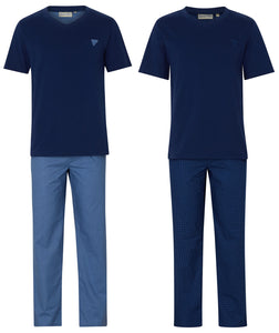 Walker Reid Mens Pyjamas Jersey Top & Diamond Pattern Bottoms (Blue or Navy)