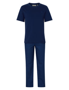 Walker Reid Mens Pyjamas Jersey Top & Diamond Pattern Bottoms (Blue or Navy)