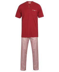 Walker Reid Mens Pyjamas Jersey Top & Woven Geo Print PJ Bottoms (Medium - XXXL)
