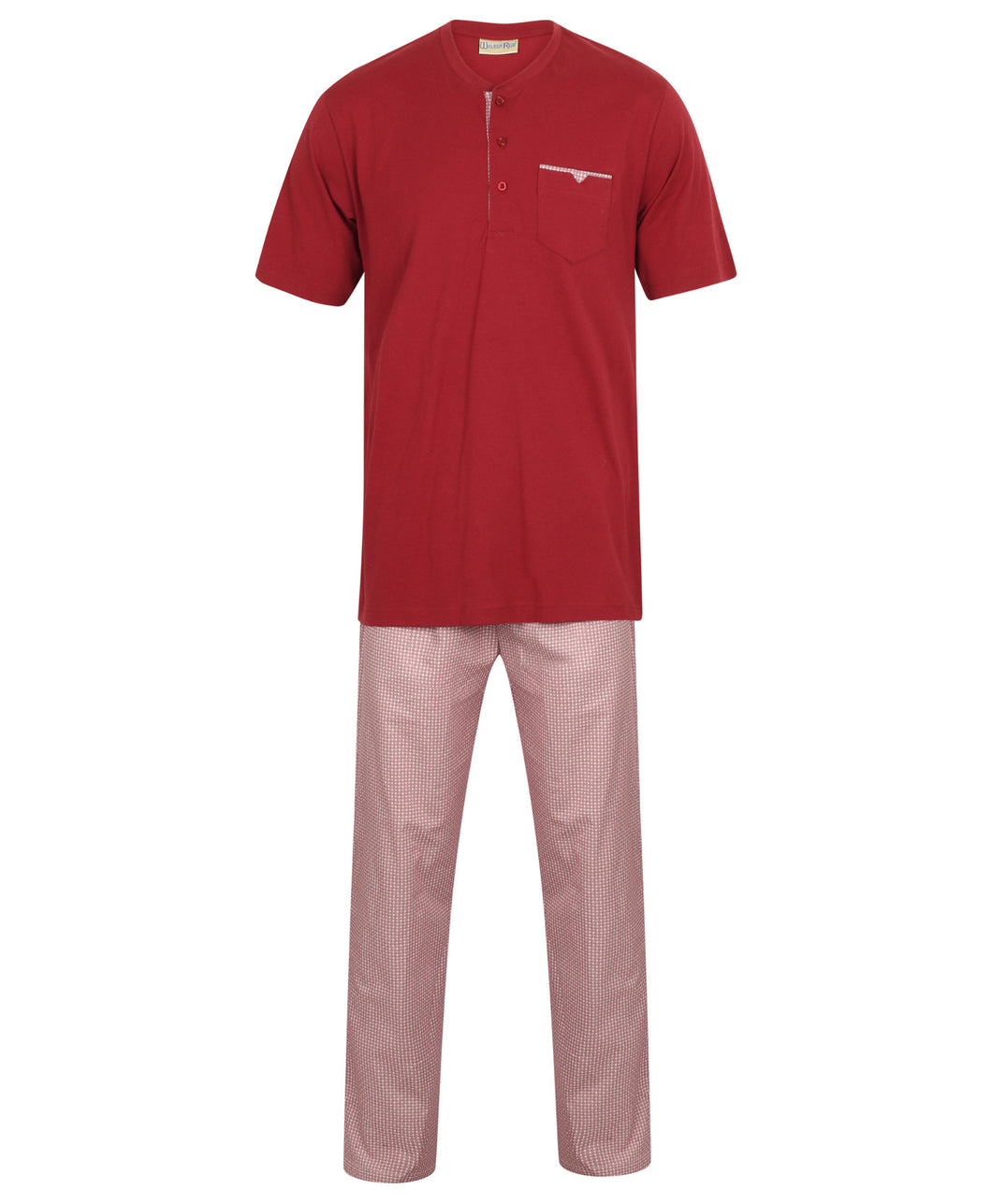 Walker Reid Mens Pyjamas Jersey Top & Woven Geo Print PJ Bottoms (Medium - XXXL)