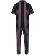 Load image into Gallery viewer, Walker Reid Mens Navy &amp; Red Striped Cotton Pyjamas (Medium - XXXL)