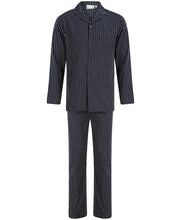 Load image into Gallery viewer, Walker Reid Mens Navy Stripe Cotton Pyjamas (Small - 4XL)