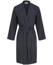 Load image into Gallery viewer, Walker Reid Mens Navy Striped Cotton Dressing Gown (Small - 4XL)