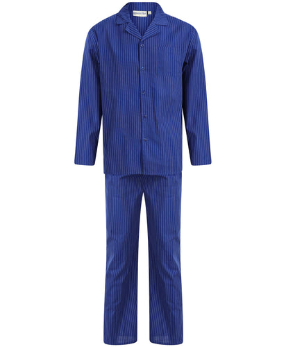 Walker Reid Mens Blue Stripe Cotton Pyjamas (Medium - 4XL)