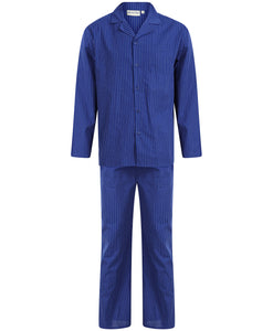 Walker Reid Mens Blue Stripe Cotton Pyjamas (Medium - 4XL)