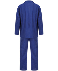 Walker Reid Mens Blue Stripe Cotton Pyjamas (Medium - 4XL)