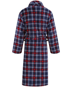 Walker Reid Mens Check Coral Fleece Dressing Gown (Small - 4XL)