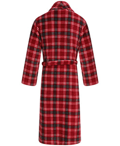 Walker Reid Mens Check Coral Fleece Dressing Gown (Small - 4XL)