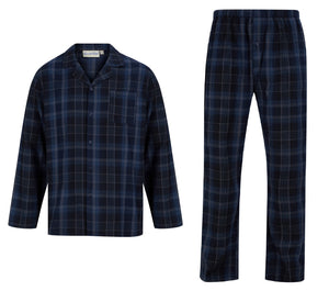 Walker Reid Brushed Cotton Traditional Check Pyjamas (Navy or Red)