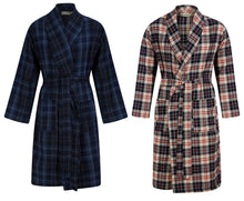 Load image into Gallery viewer, Walker Reid Mens Brushed Cotton Checked Dressing Gown (Navy or Red)