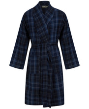 Load image into Gallery viewer, Walker Reid Mens Brushed Cotton Checked Dressing Gown (Navy or Red)