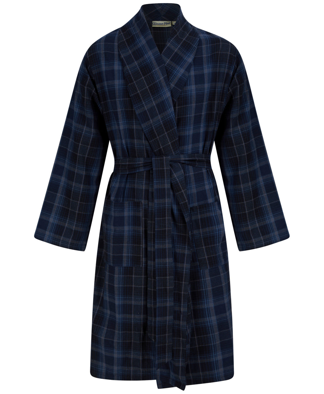 Walker Reid Mens Brushed Cotton Checked Dressing Gown (Navy or Red)