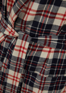 Walker Reid Mens Brushed Cotton Checked Dressing Gown (Navy or Red)