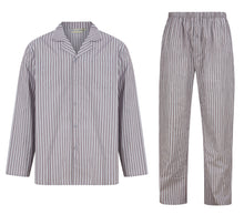 Load image into Gallery viewer, Walker Reid Traditional Striped Cotton Pyjamas (Grey or Navy)