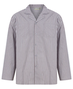 Walker Reid Traditional Striped Cotton Pyjamas (Grey or Navy)