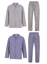 Load image into Gallery viewer, Walker Reid Traditional Striped Cotton Pyjamas (Grey or Navy)