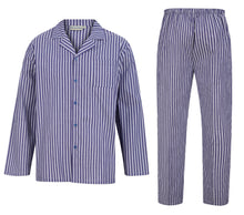 Load image into Gallery viewer, Walker Reid Traditional Striped Cotton Pyjamas (Grey or Navy)