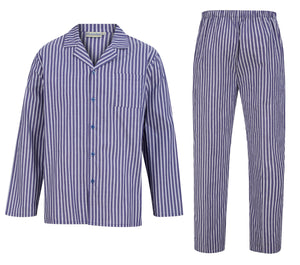 Walker Reid Traditional Striped Cotton Pyjamas (Grey or Navy)