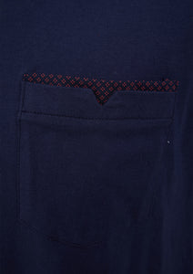 Walker Reid Mens Pyjamas Navy Jersey Top & Red Diamond Print Bottoms