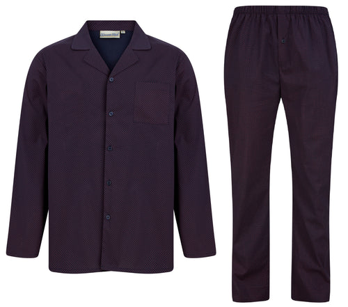 Walker Reid Traditional Navy & Red Diamond Print Pyjamas
