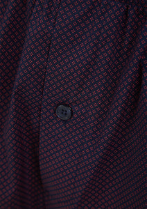 Walker Reid Navy & Red Diamond Print Button Up & Shorts Pyjamas Set