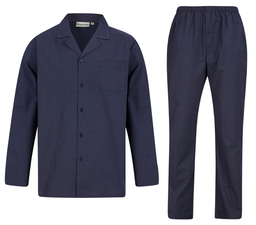 Walker Reid Traditional Navy Geometric Leaf Print Pyjamas